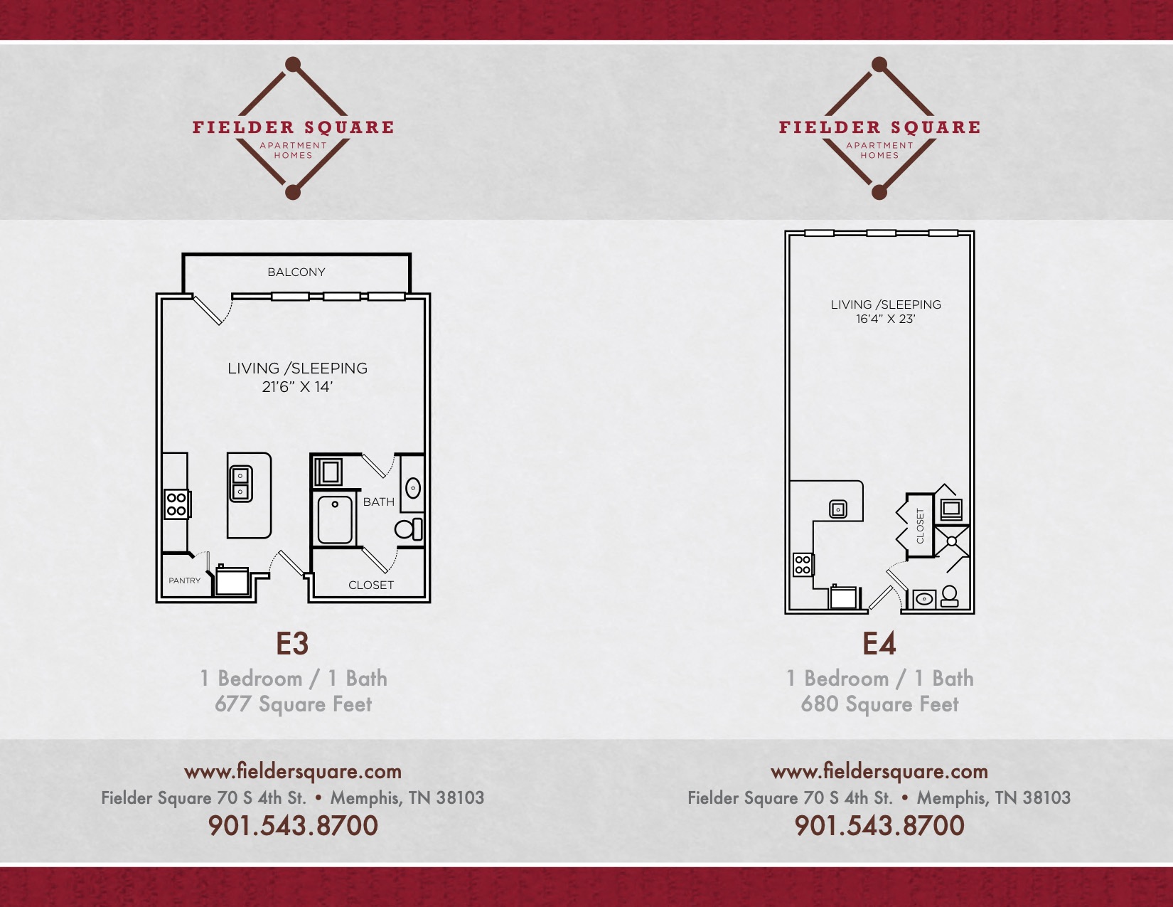 Floor plan for studio, 1 bath, 680 sqft